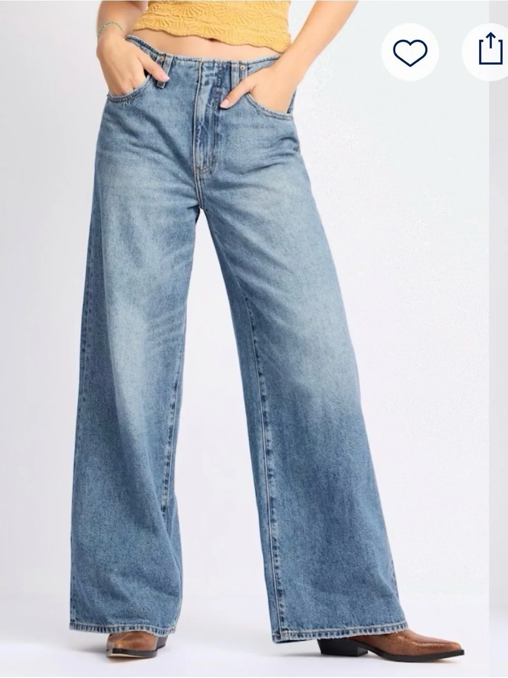 NWT🔖 DAZE Denim Kickback Waistless Palazzo Jeans 24 Wide Leg Indigo - Picture 8 of 16